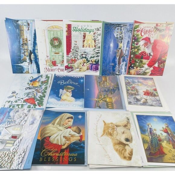 38 Christmas Holiday Cards Lot unused With Envelopes Mixed DAV Veterans Santa - Picture 2 of 2
